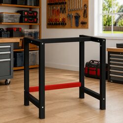 Customizable Metal Work Bench Frame in Black and Red