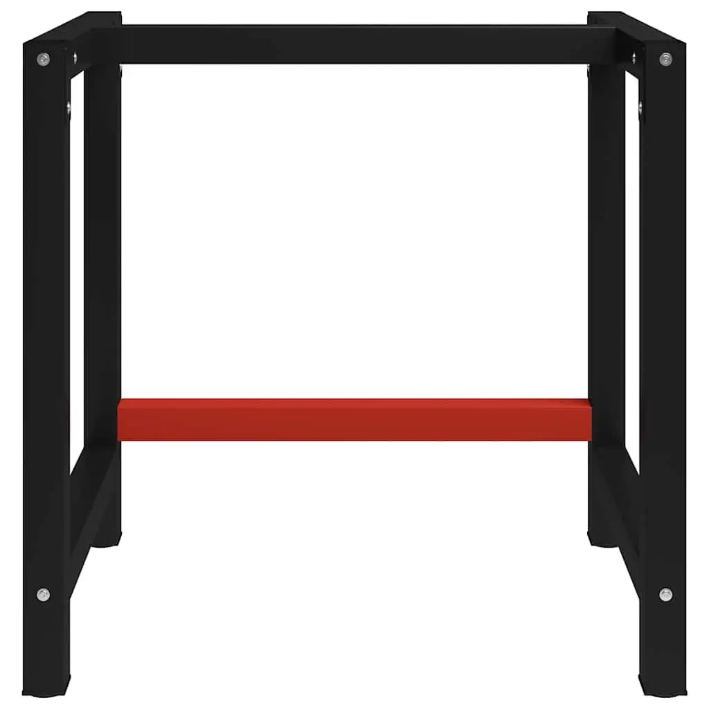 Metal Work Bench Frame Heavy Duty Table Legs 80x57x79cm Black Red Reinforced Bar
