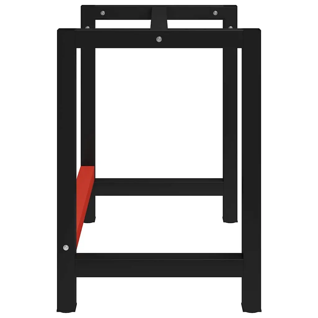 Metal Work Bench Frame Heavy Duty Table Legs 80x57x79cm Black Red Reinforced Bar