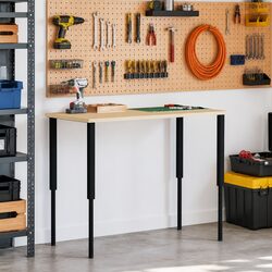 Adjustable Metal Workbench Frames 2 pcs Black 55x(69-95.5) cm