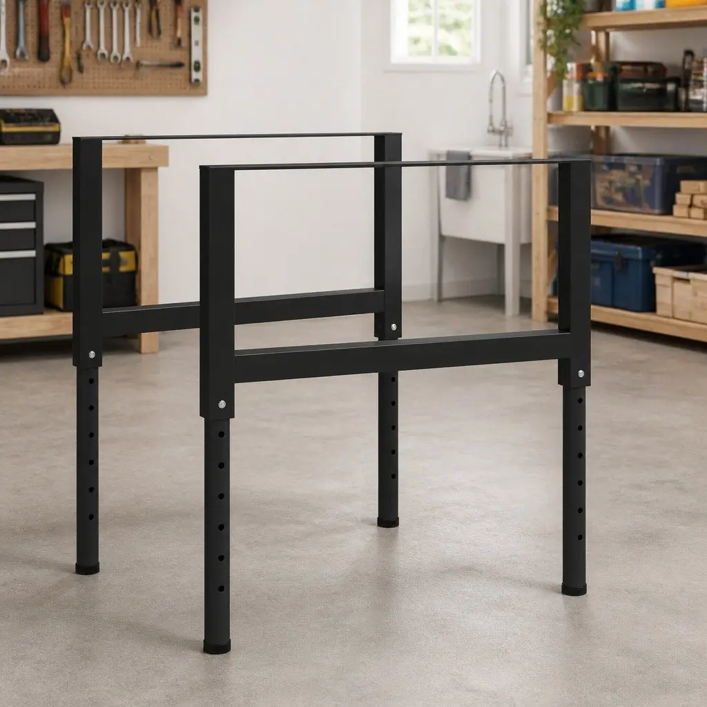 Adjustable Work Bench Frames 2pcs Metal Table Legs Height Adjustable 69-95.5cm