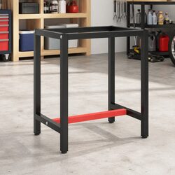 Heavy Duty Metal Work Bench Frame in Matte Black and Red