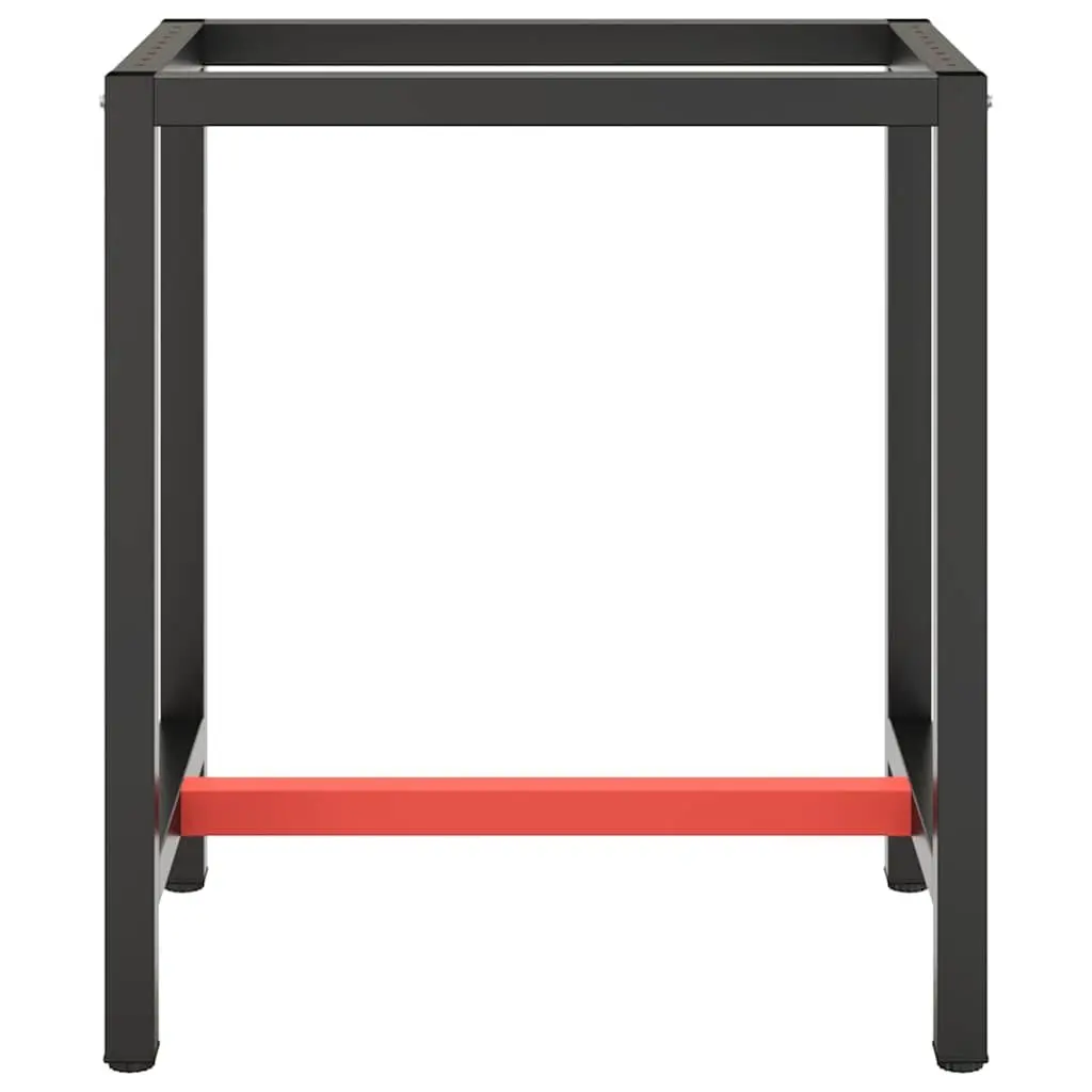 Work Bench Frame Heavy Duty Metal Matte Black Red 70x50x79cm