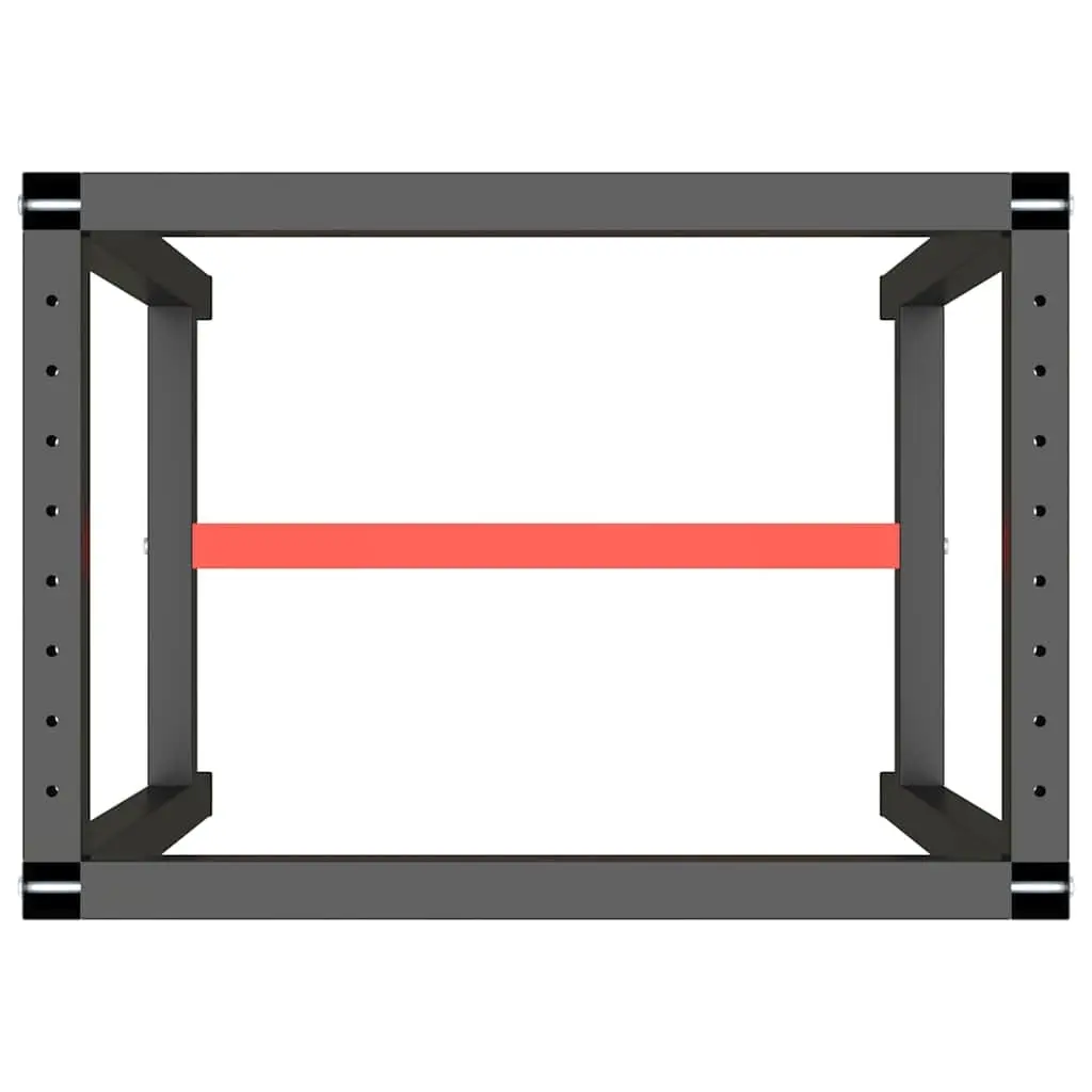 Work Bench Frame Heavy Duty Metal Matte Black Red 70x50x79cm