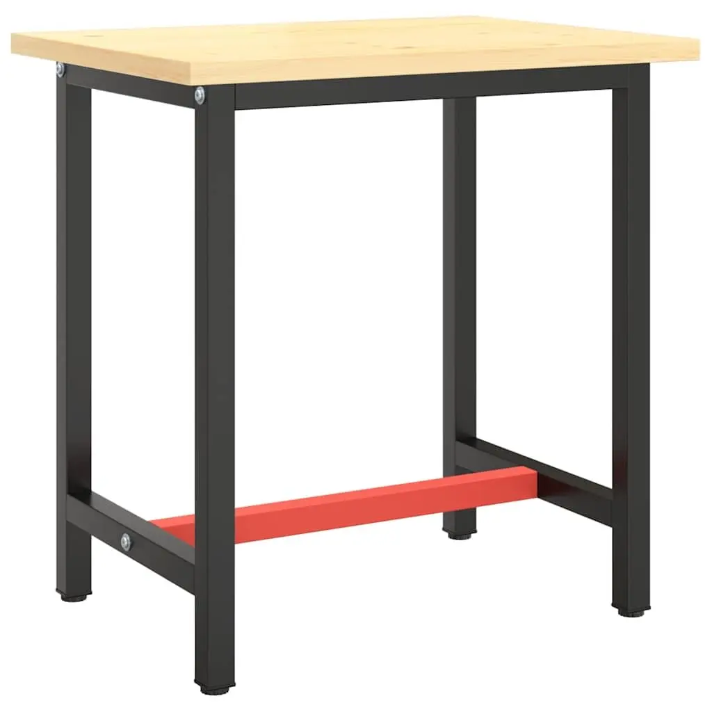 Work Bench Frame Heavy Duty Metal Matte Black Red 70x50x79cm