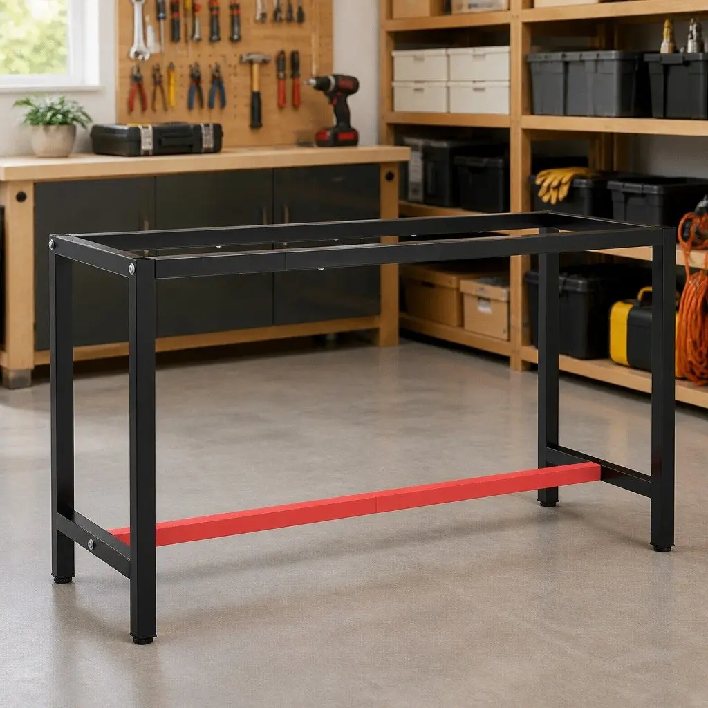 Heavy Duty Metal Work Bench Frame in Matte Black
