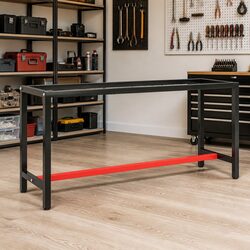 Heavy Duty Metal Work Bench Frame in Matte Black and Red