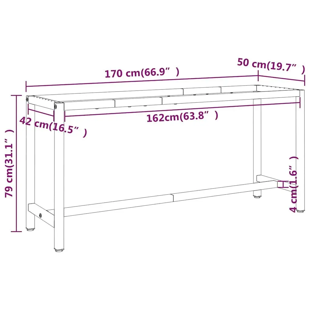 Heavy Duty Metal Work Bench Frame in Matte Black and Red