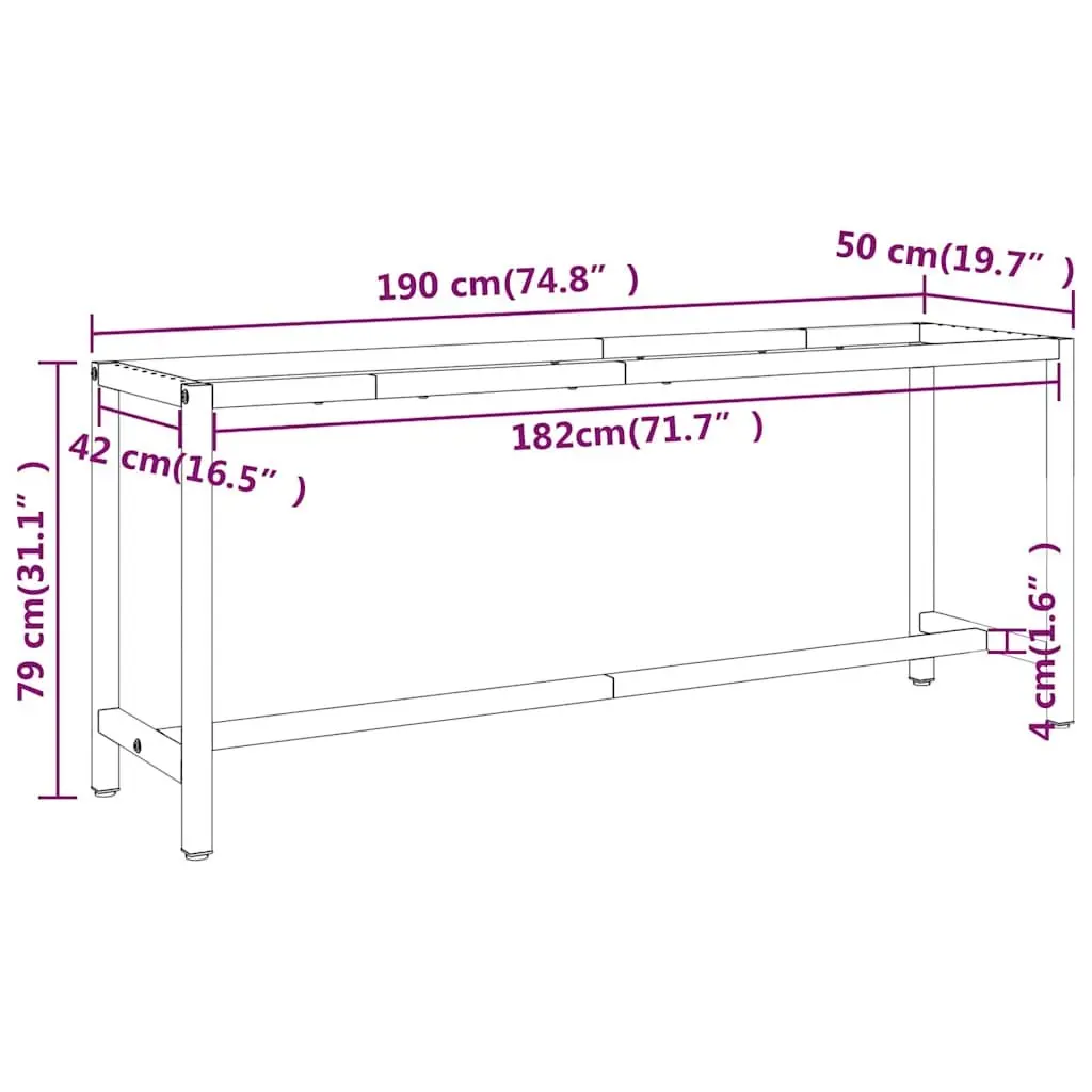 Heavy Duty Metal Work Bench Frame with Black Red Finish