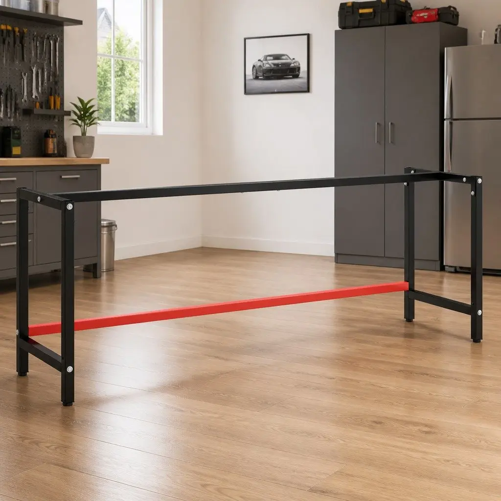 Work Bench Frame Heavy Duty Metal Matte Black 220 x 57 x 79 cm