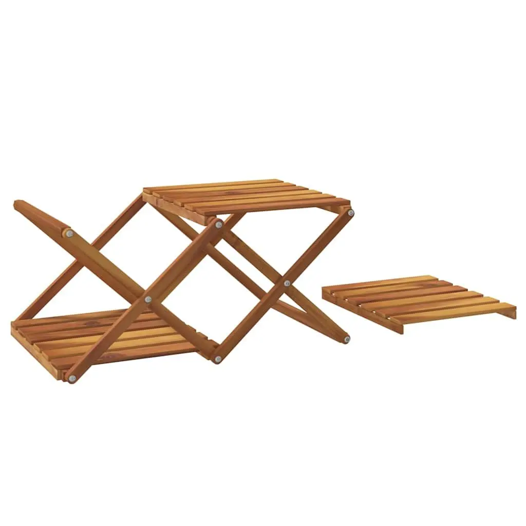 3-Tier Folding Shelf Brown Solid Acacia Wood Storage Bookcase Display Rack Unit