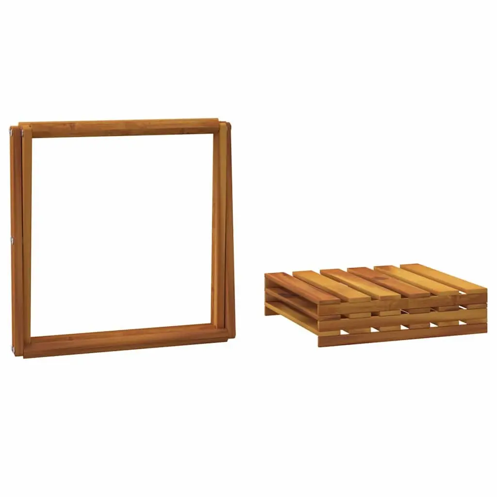 3-Tier Folding Shelf Brown Solid Acacia Wood Storage Bookcase Display Rack Unit