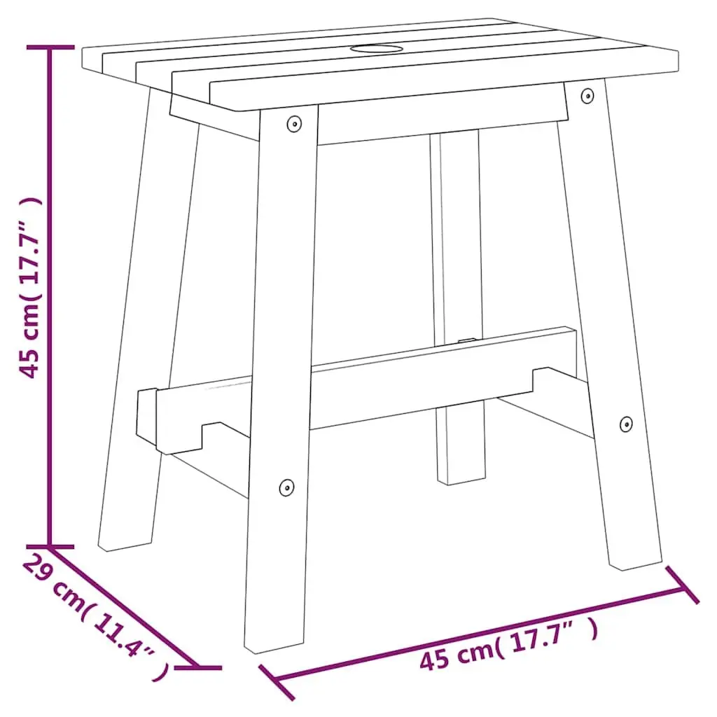 Solid Wood Stool Rectangular 45x29x45cm Acacia Indoor Outdoor Furniture