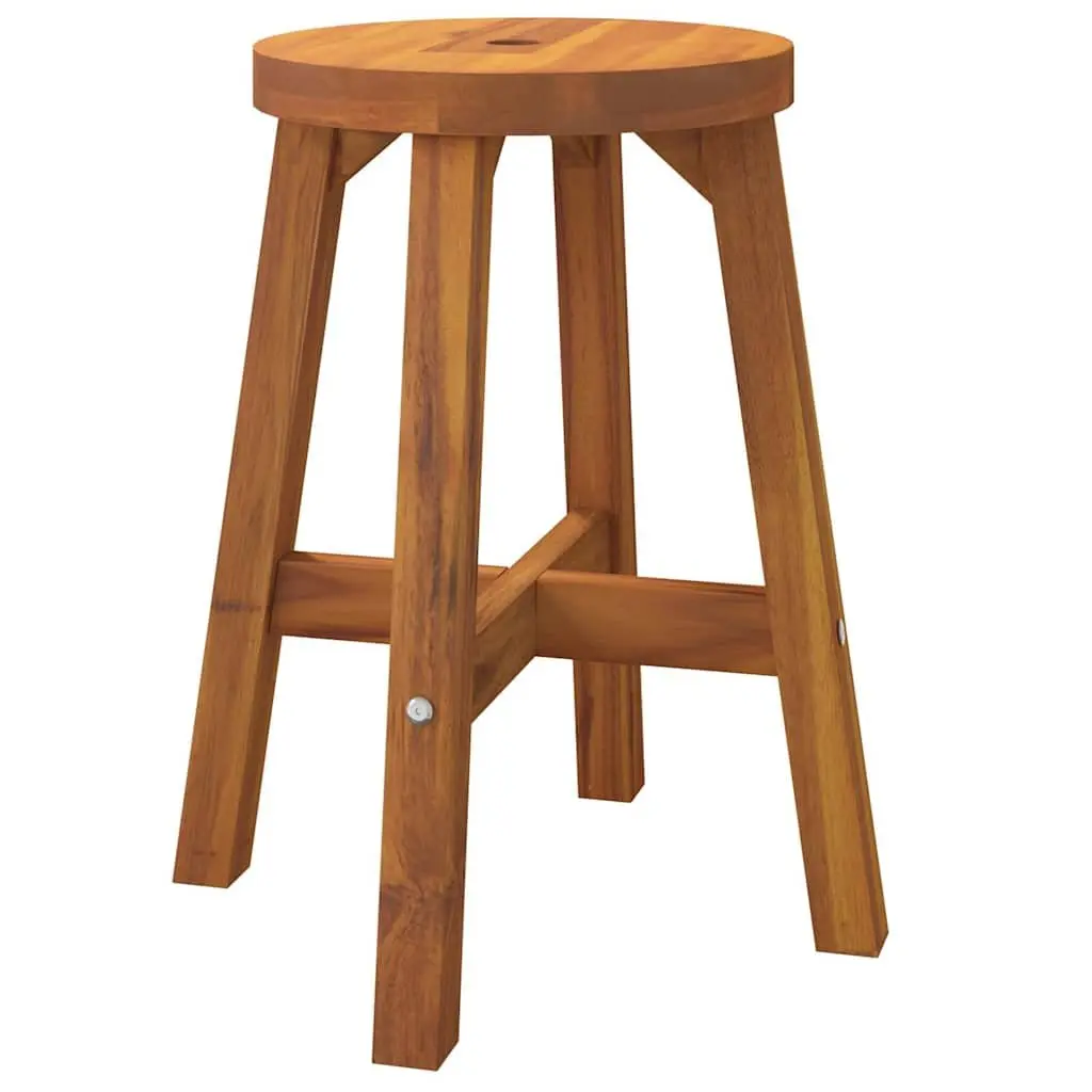 Round Wooden Stool Brown 38x38x45cm Solid Acacia Wood Plant Side Table Indoor