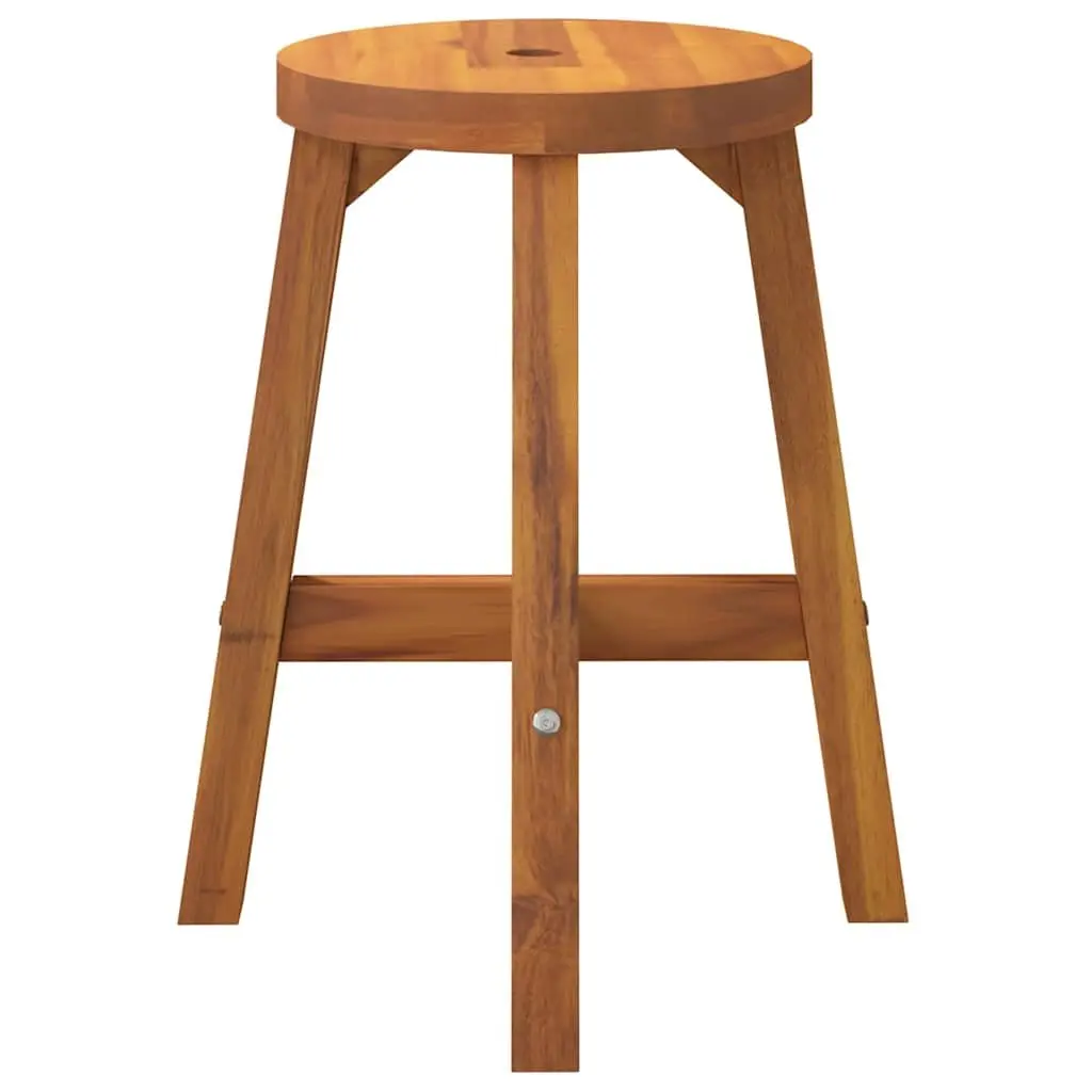 Round Wooden Stool Brown 38x38x45cm Solid Acacia Wood Plant Side Table Indoor