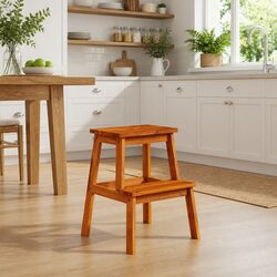 Wooden 2 Step Stool for Kitchen and Bathroom Use