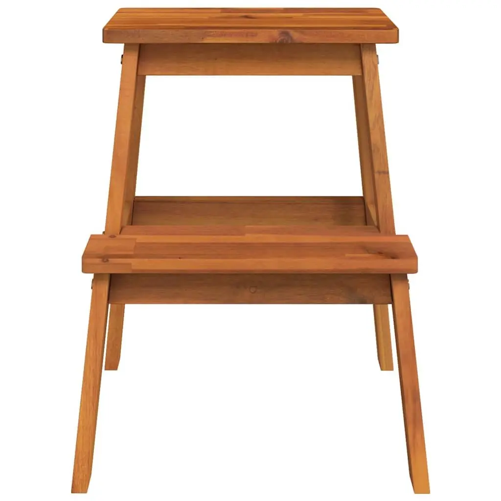 2 Step Stool Wooden Acacia Brown Furniture 40 x 38 x 50 cm
