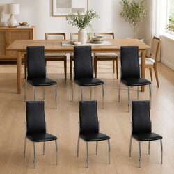 Set of 6 Black Modern Dining Chairs with High Backrest