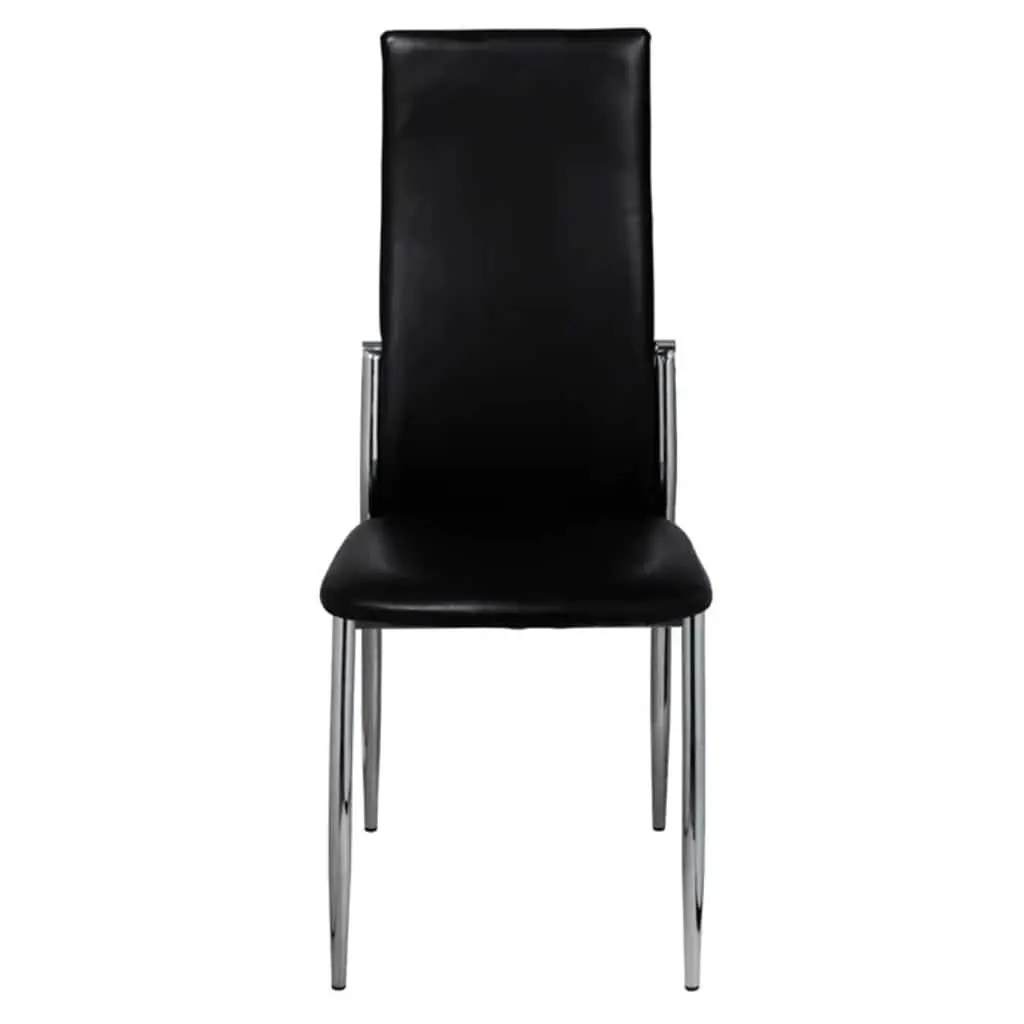 Dining Chairs Modern Black High Backrest Faux Leather 6 Piece Set