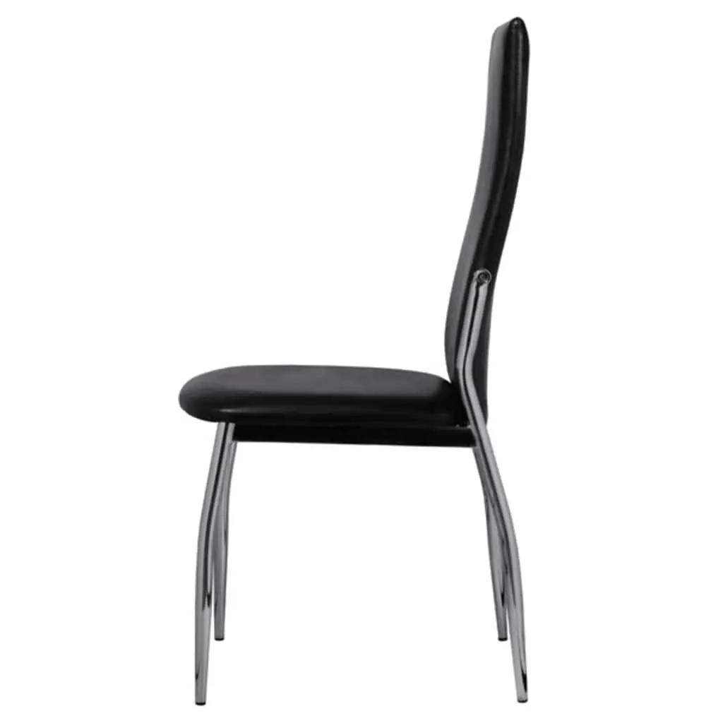 Dining Chairs Modern Black High Backrest Faux Leather 6 Piece Set
