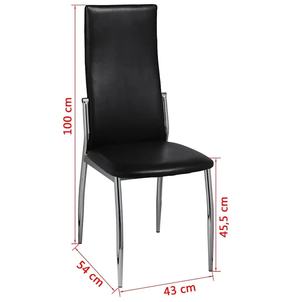 Dining Chairs Modern Black High Backrest Faux Leather 6 Piece Set