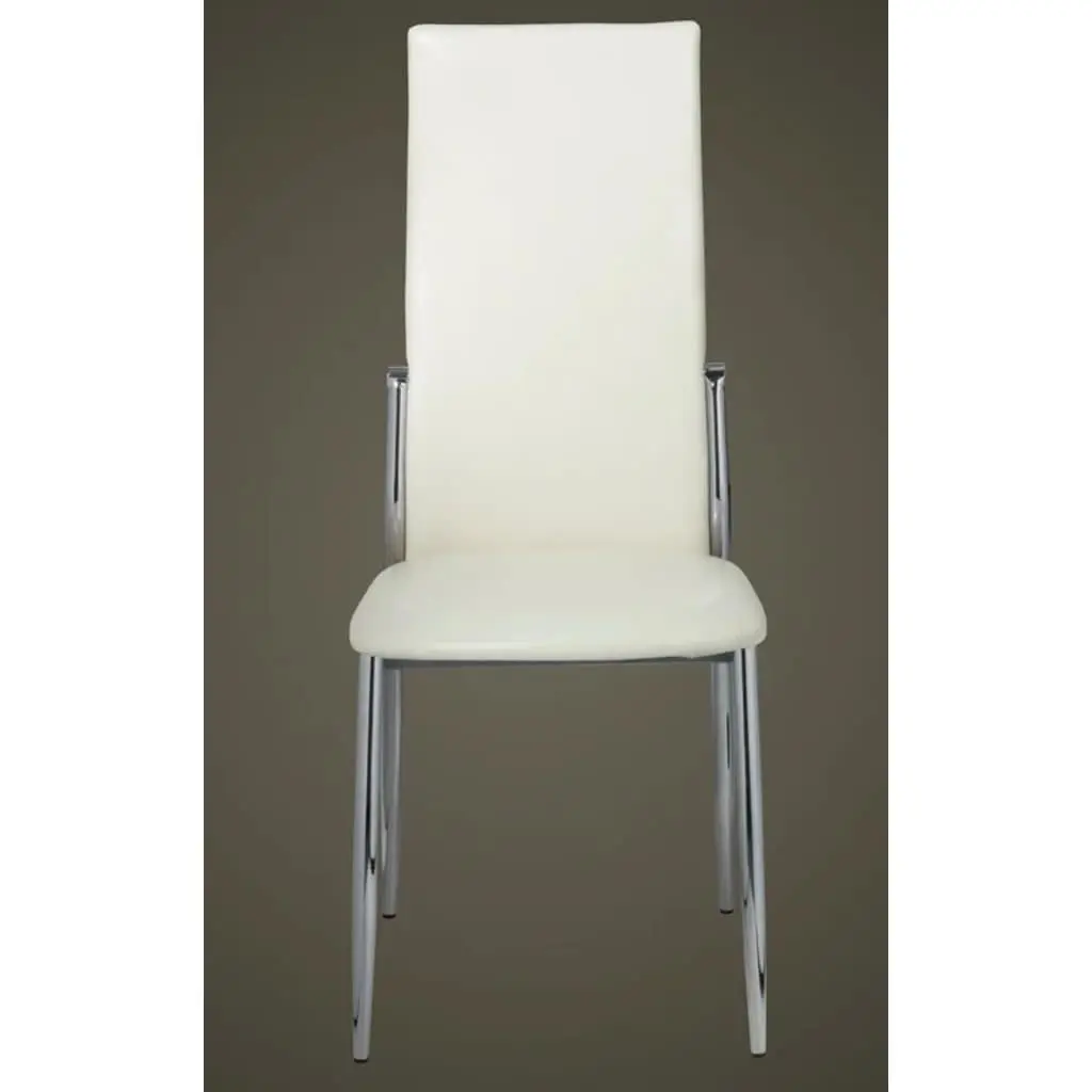 Dining Chairs White High Back 6 Piece Synthetic Leather Kitchen Room Seating