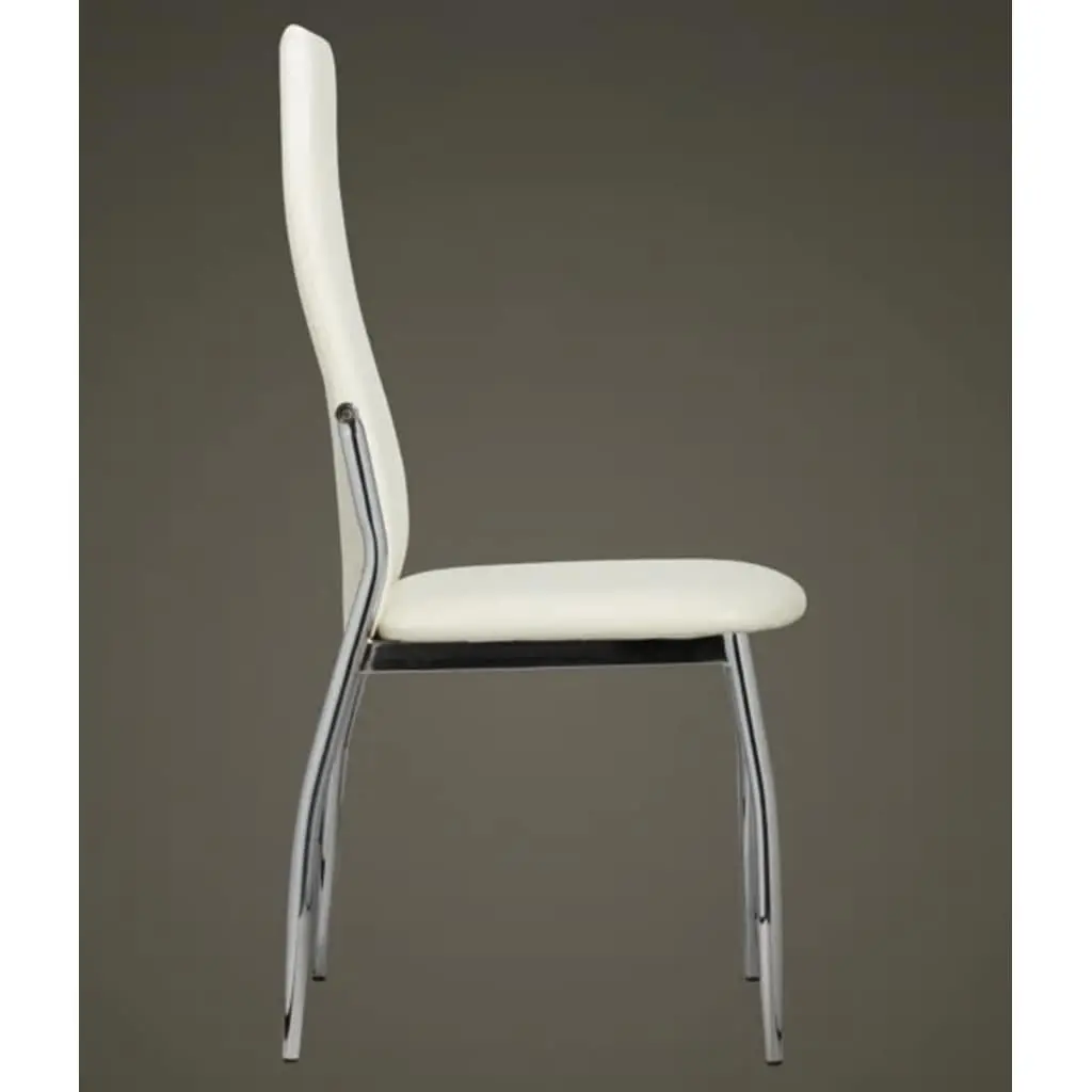 Dining Chairs White High Back 6 Piece Synthetic Leather Kitchen Room Seating