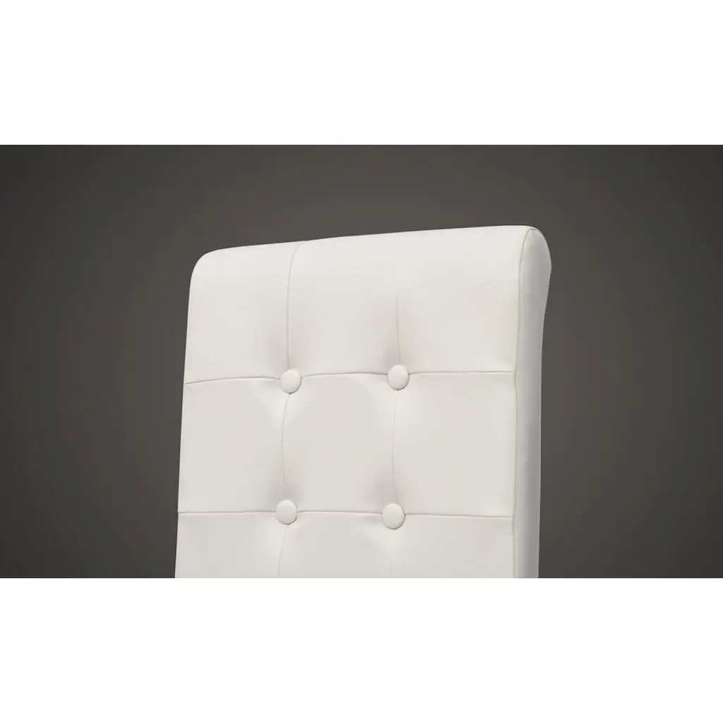 Dining Chairs White Faux Leather Ergonomic Padded Backrest Solid Wood Legs Set of 4