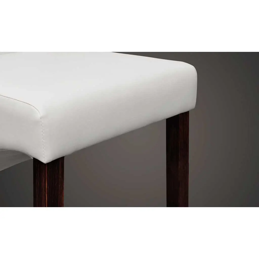 Dining Chairs White Faux Leather Ergonomic Padded Backrest Solid Wood Legs Set of 4