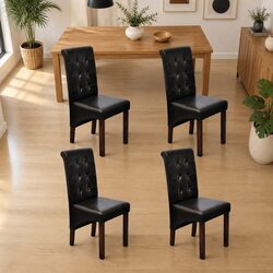 Set of 4 Cozy Brown Faux Leather Dining Chairs