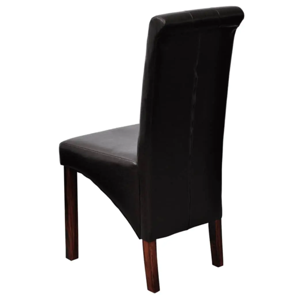 Dining Chairs 4 pcs Brown Faux Leather Padded Seats Ergonomic Kitchen Furniture