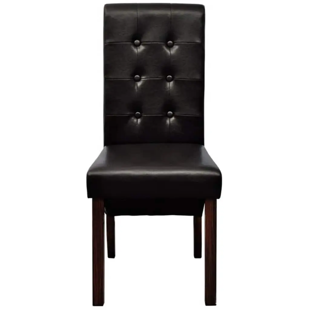 Dining Chairs Antique Style 6 Piece Brown Faux Leather Padded Seats Solid Wood Legs