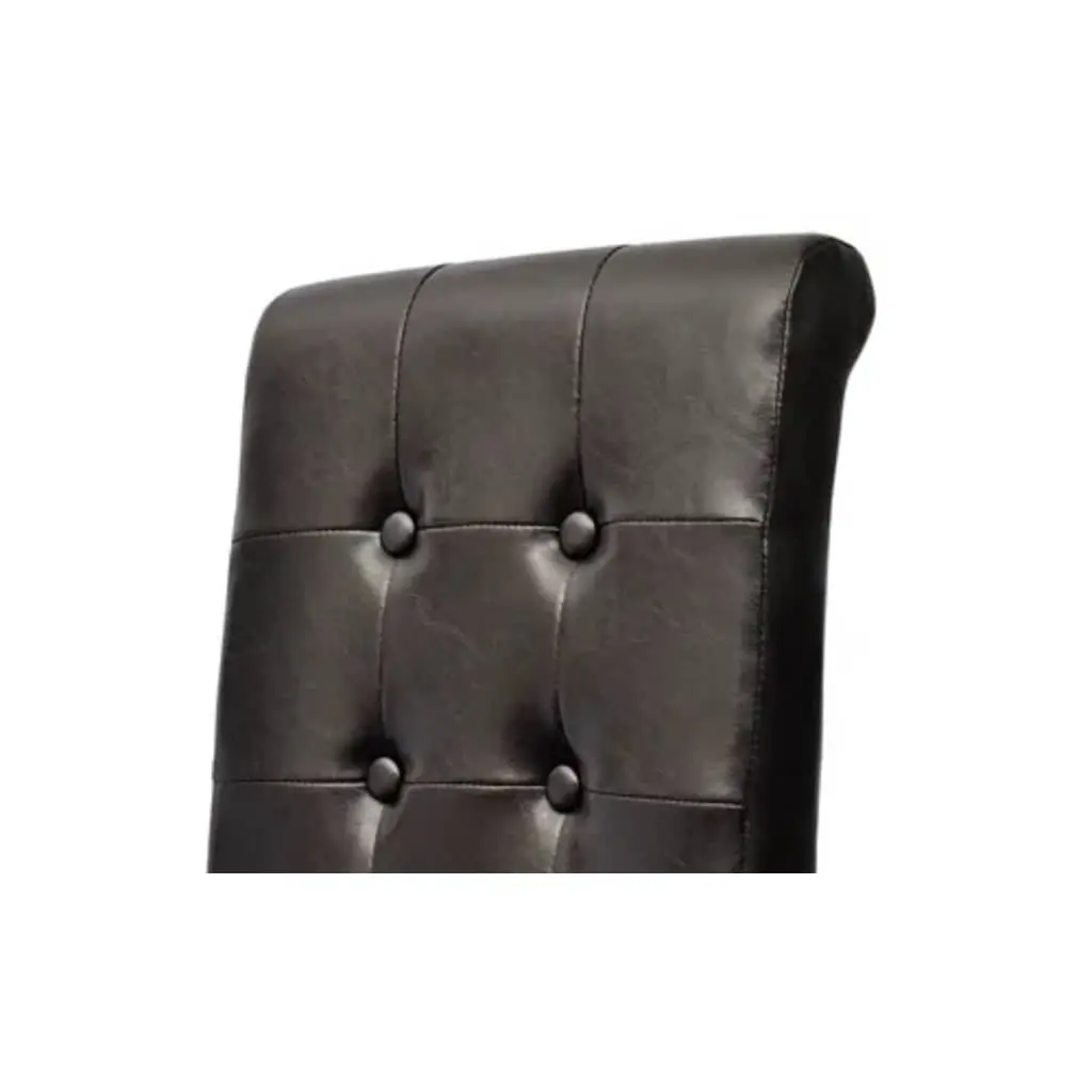 Dining Chairs Antique Style 6 Piece Brown Faux Leather Padded Seats Solid Wood Legs
