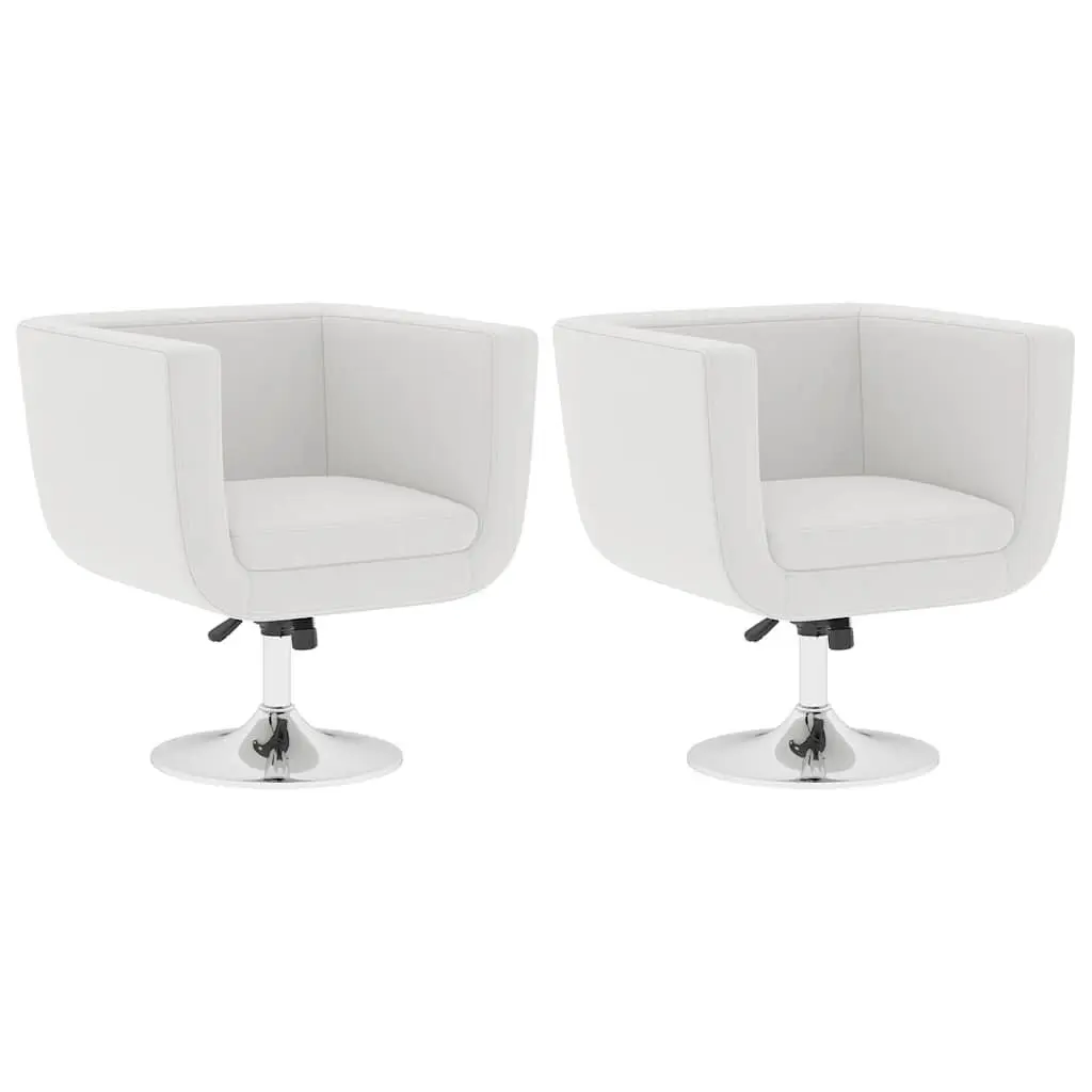 Bar Chairs White Swivel Armchairs Height Adjustable Padded Seat Chrome Plated Steel Tube 2 Piece