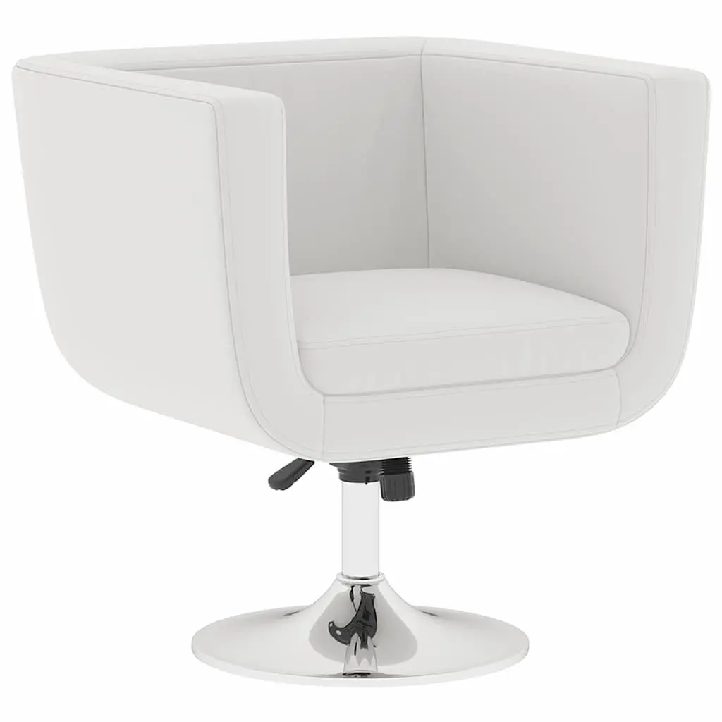 Bar Chairs White Swivel Armchairs Height Adjustable Padded Seat Chrome Plated Steel Tube 2 Piece