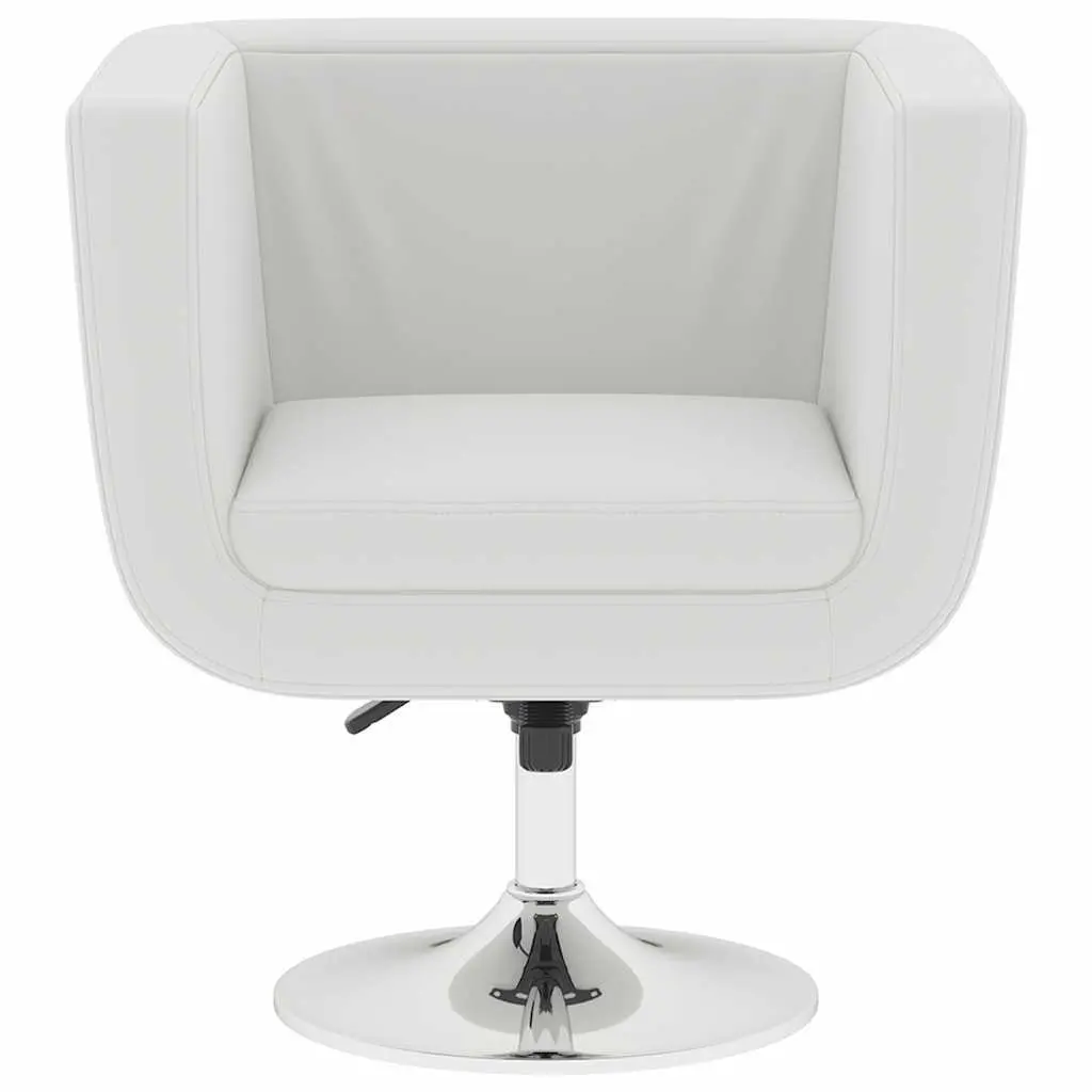 Bar Chairs White Swivel Armchairs Height Adjustable Padded Seat Chrome Plated Steel Tube 2 Piece