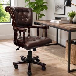 Brown Adjustable Height Swivel Office Chair for Home