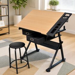 Adjustable Height Art Drafting Table with Tiltable Top
