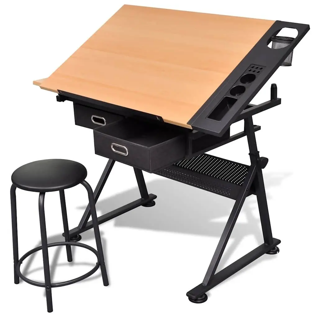 Adjustable Height Art Drafting Table with Tiltable Top