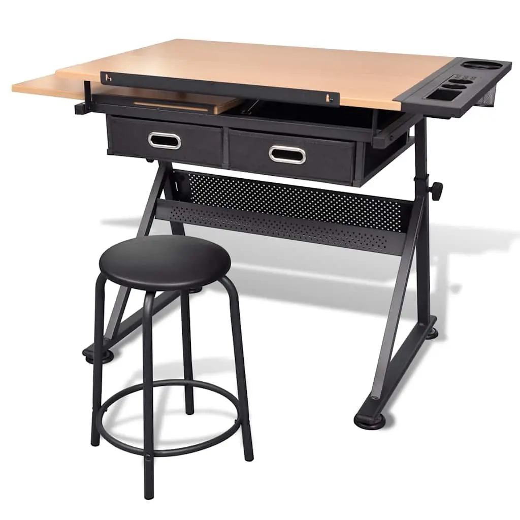 Adjustable Height Art Drafting Table with Tiltable Top