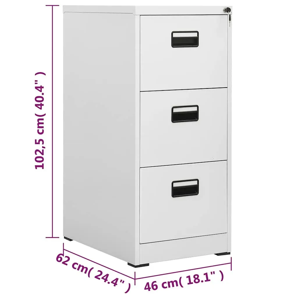 Filing Cabinet Grey 3 Drawer Steel Storage Organiser