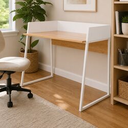 Compact White Oak Office Desk for Everyday Comfort