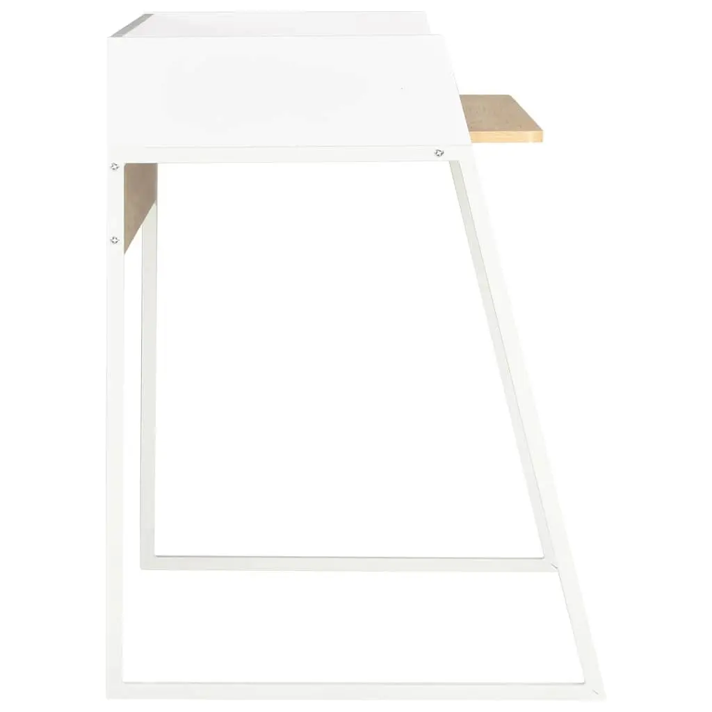 Office Desk White Oak Study Workstation Writing Table Compact Workspace
