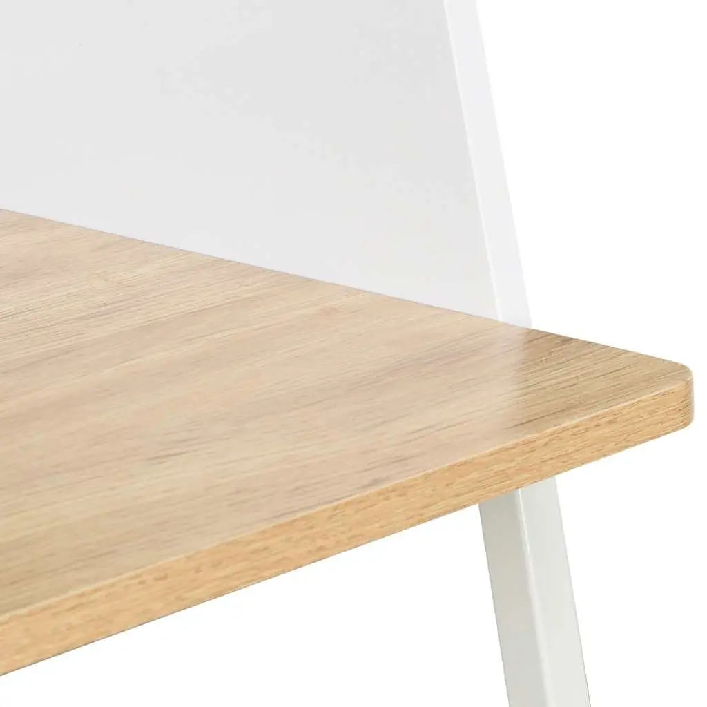 Office Desk White Oak Study Workstation Writing Table Compact Workspace