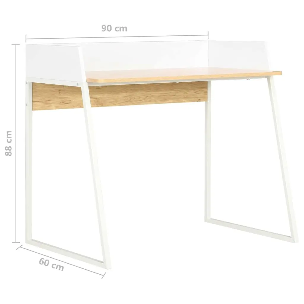 Office Desk White Oak Study Workstation Writing Table Compact Workspace