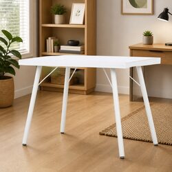 Compact White Desk for Home Office 90x50x79 cm