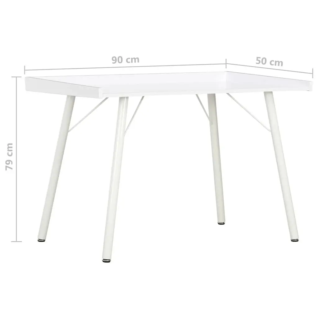 Home Office Desk White Compact 90x50x79 cm Engineered Wood