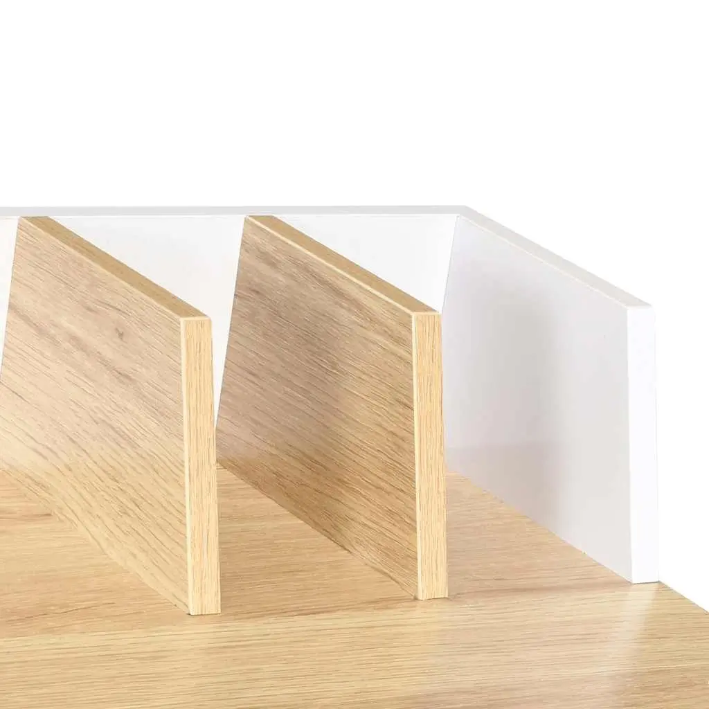 Office Desk White Natural Wood Study Workstation 80x50x84cm Engineered Wood Powder Coated Steel Legs