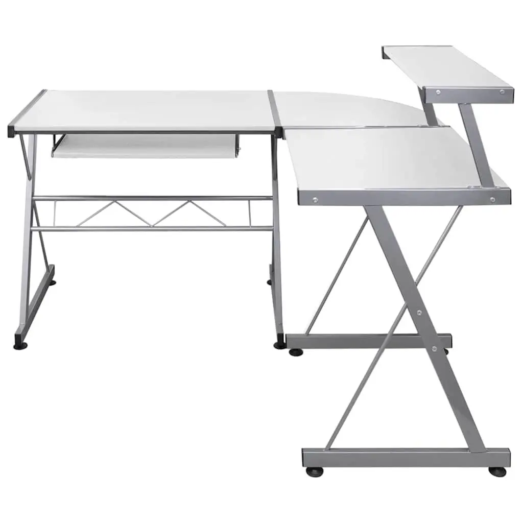 L-Shaped Corner Computer Desk White Engineered Wood Study Workstation