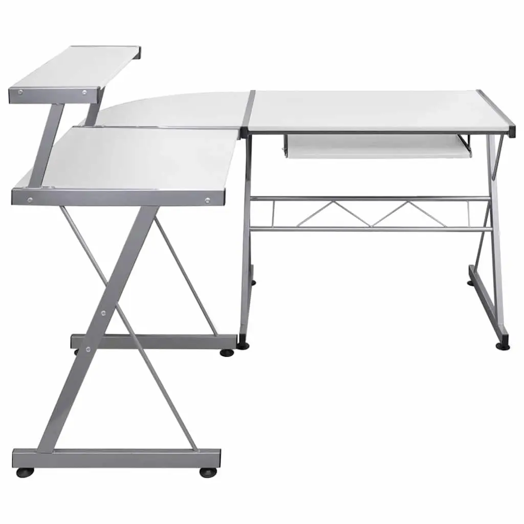 L-Shaped Corner Computer Desk White Engineered Wood Study Workstation